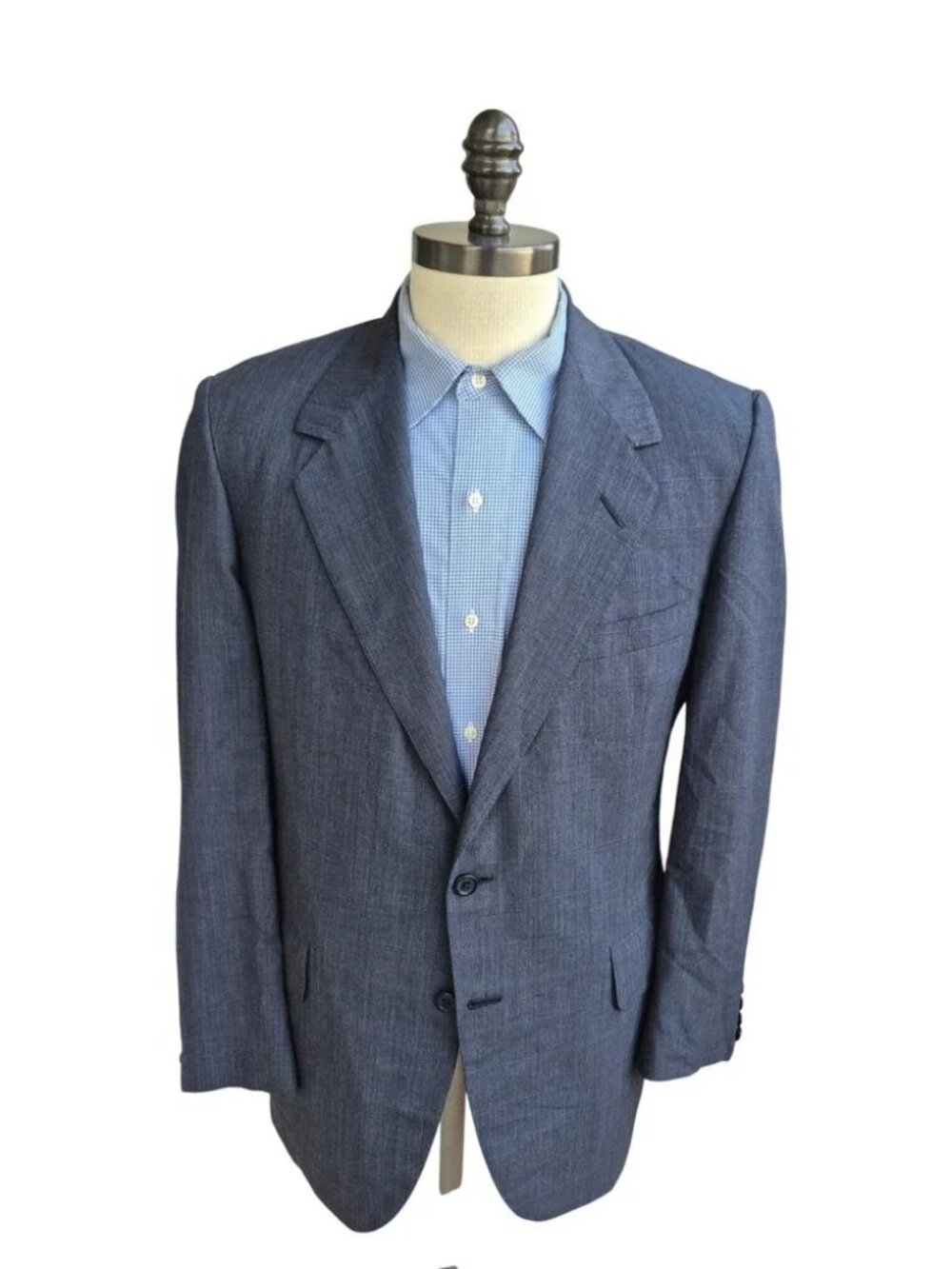 Oxxford Clothes Aristocrat Kingscourt Blazer Grey Blue Glen Plaid Sz 40 R VTG
